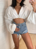 Louisa Balloon Sleeve Crop Top