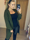 Hannah Hoodie Chunky knitted Cardigan KHAKI