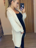 Hannah Hoodie Chunky knitted Cardigan Stone