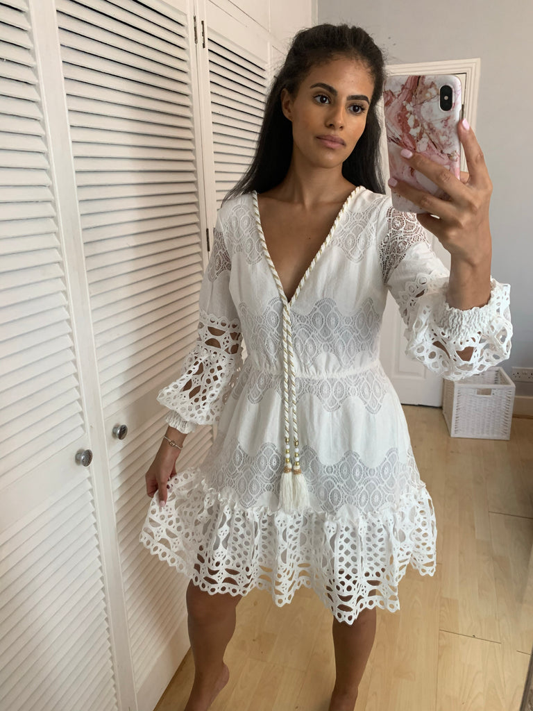 Crochet lace best sale skater dress