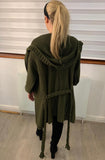 Hannah Hoodie Chunky knitted Cardigan KHAKI