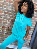 Riley T-Shirt Lounge Suit Aqua